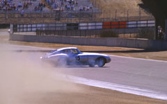 Jaguar E-Type spinning at the Monterey Historic Automobile Races 2001