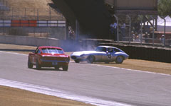 Jaguar E-Type and Shelby Mustang at the Monterey Historic Automobile Races 2001